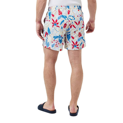 White - Lifestyle - Hugo Boss Mens Floral Pattern Regular Swim Shorts