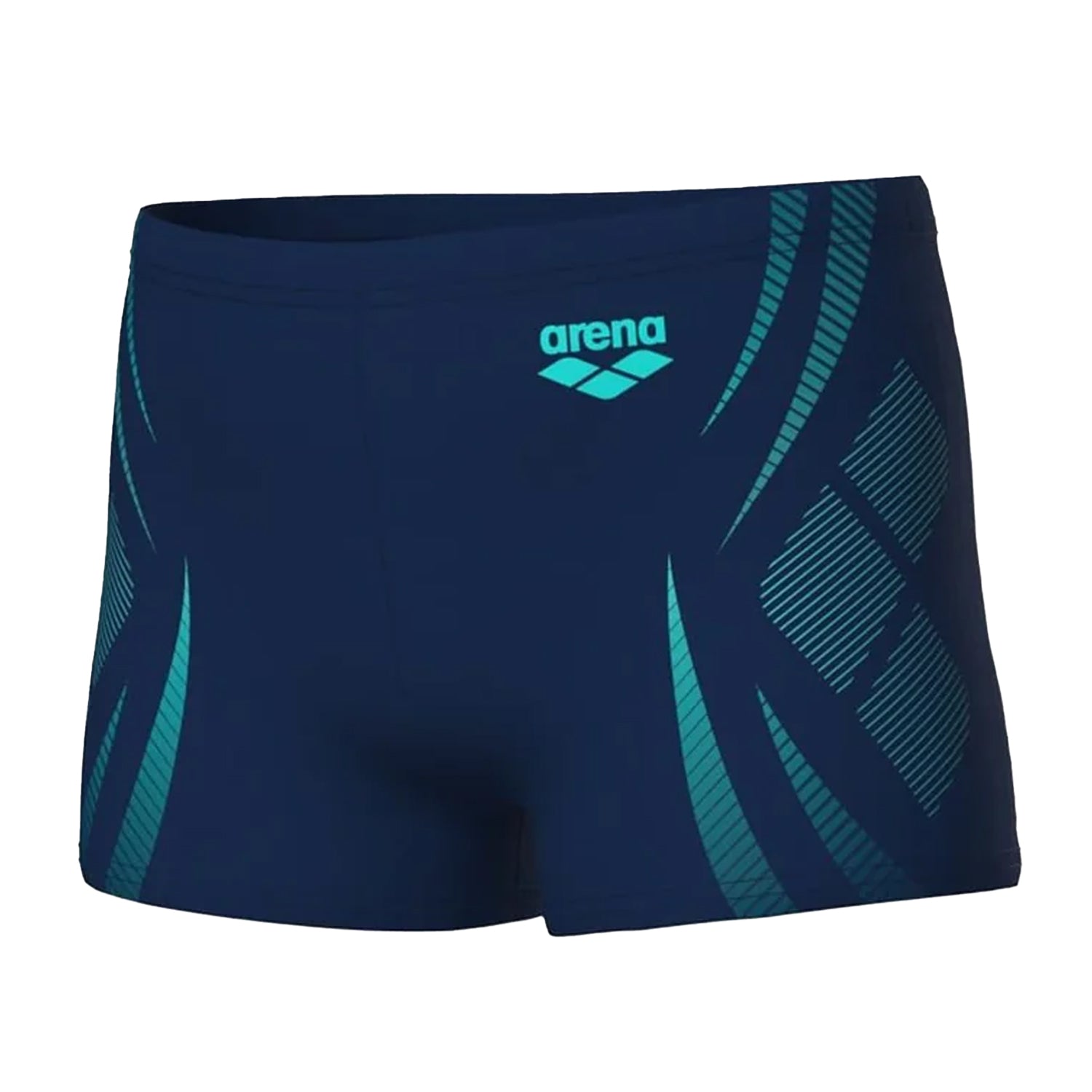 Navy-White - Front - Arena Boys Geometric Swim Shorts