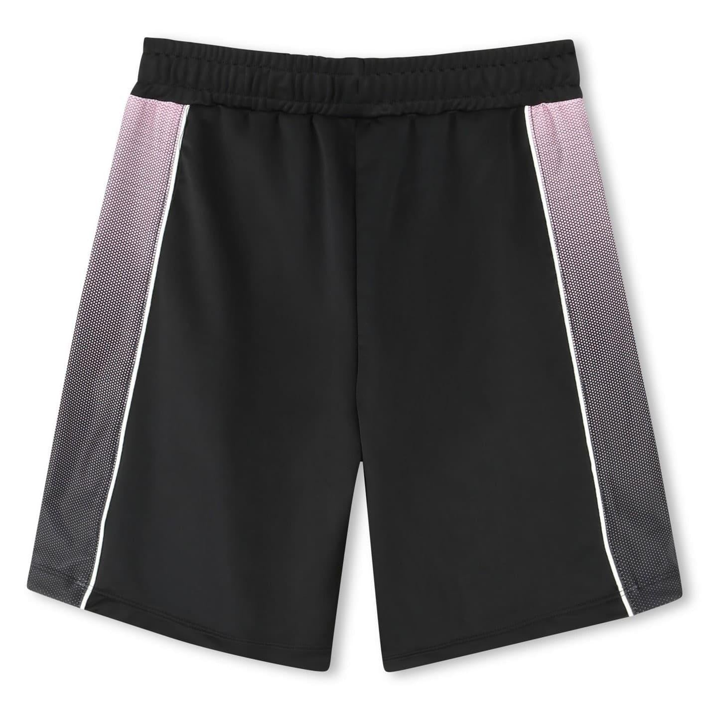 Black - Back - Boss Childrens-Kids Gradient Side Panels Relaxed Fit Shorts