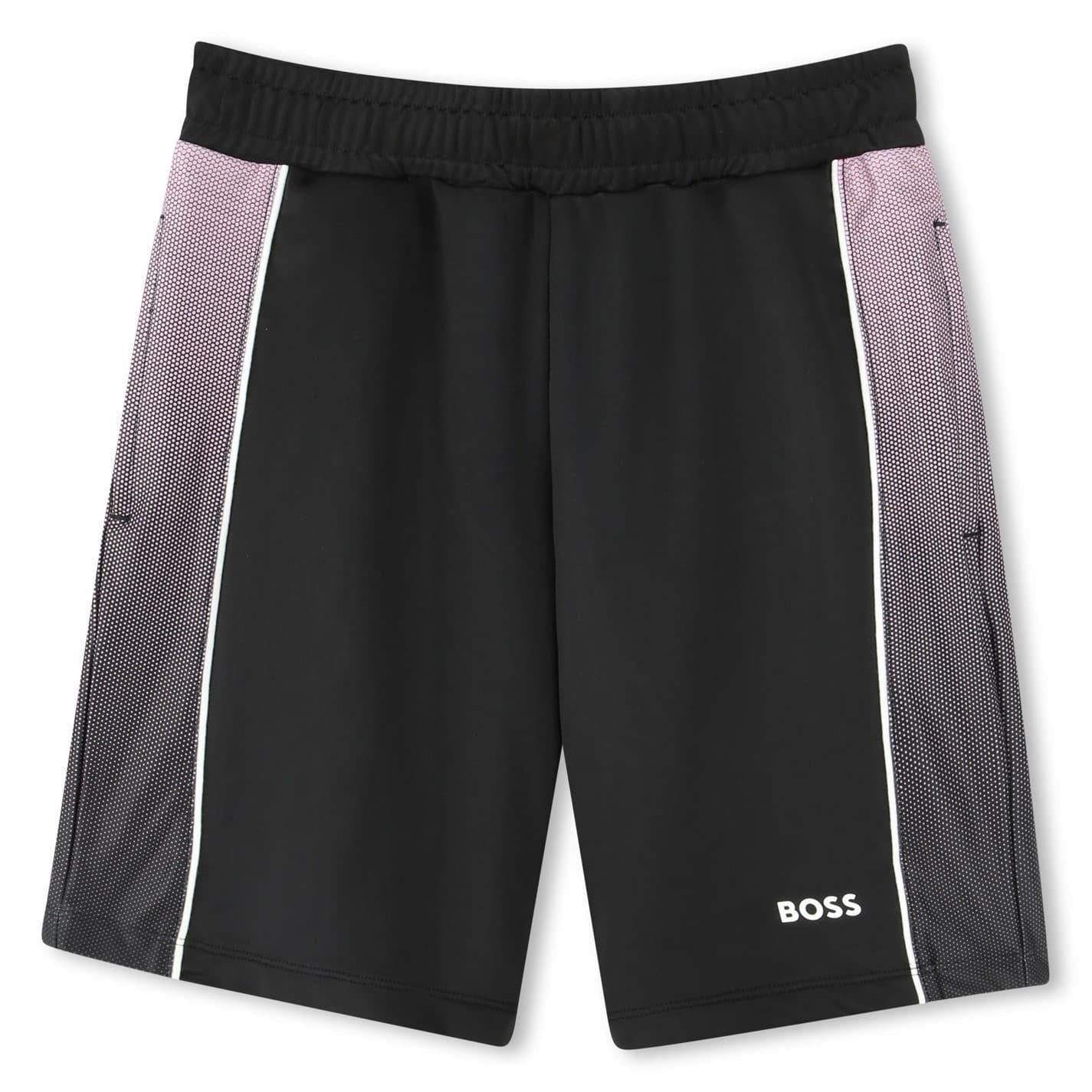Black - Front - Boss Childrens-Kids Gradient Side Panels Relaxed Fit Shorts
