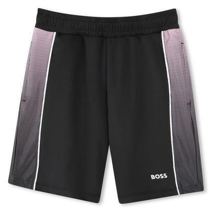 Black - Front - Boss Childrens-Kids Gradient Side Panels Relaxed Fit Shorts