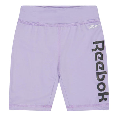 Lavender - Front - Reebok Girls Jersey Slim Cycling Shorts (Pack of 2)