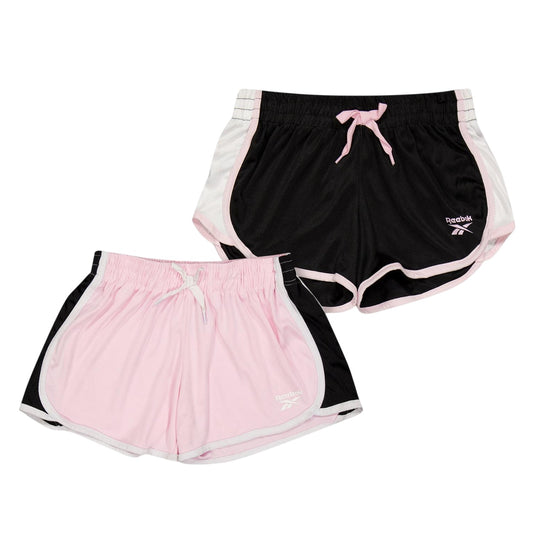 Pink Lady - Front - Reebok Girls Logo Running Shorts (Pack of 2)