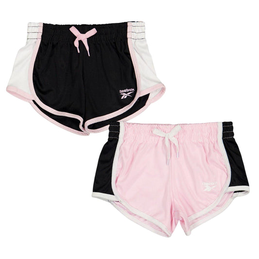 Pink Lady - Front - Reebok Girls Logo Running Shorts (Pack of 2)