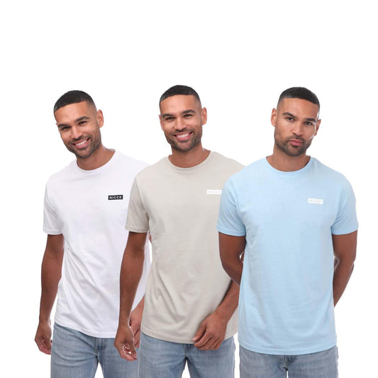 Multicoloured - Front - Nicce Mens Asuka T-Shirt (Pack of 3)