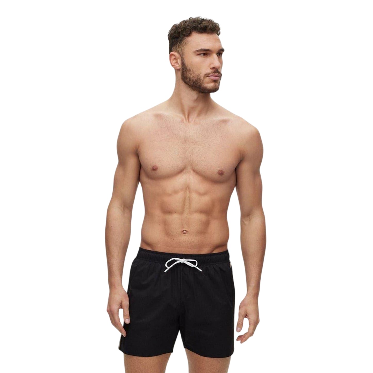 Black - Side - Boss Mens Iconic Regular Swim Shorts