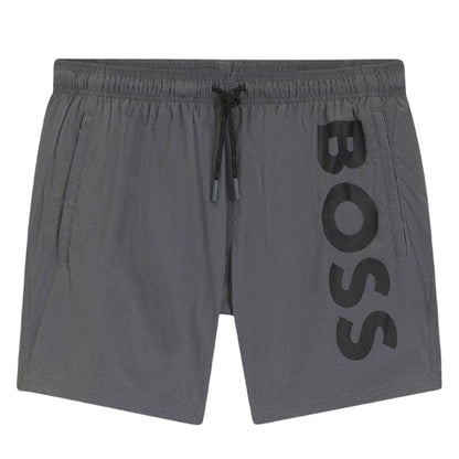 Grey - Front - Boss Mens Octopus Swim Shorts
