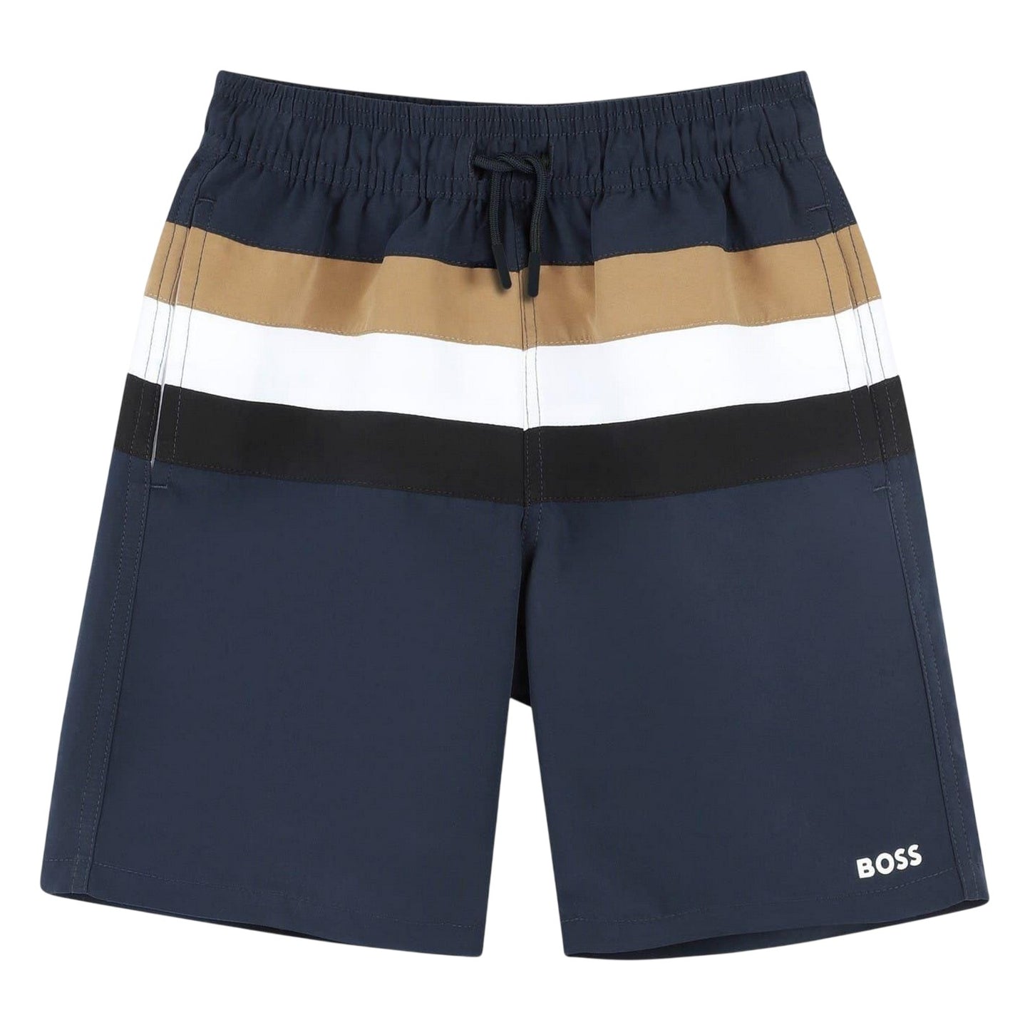 Navy - Front - Boss Boys Regular Swim Shorts