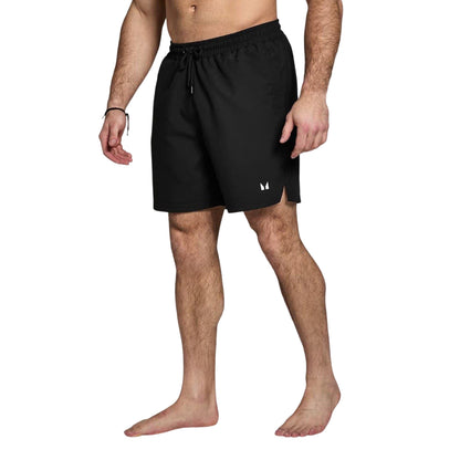 Black - Front - MyProtien Mens Pacific Logo Swim Shorts