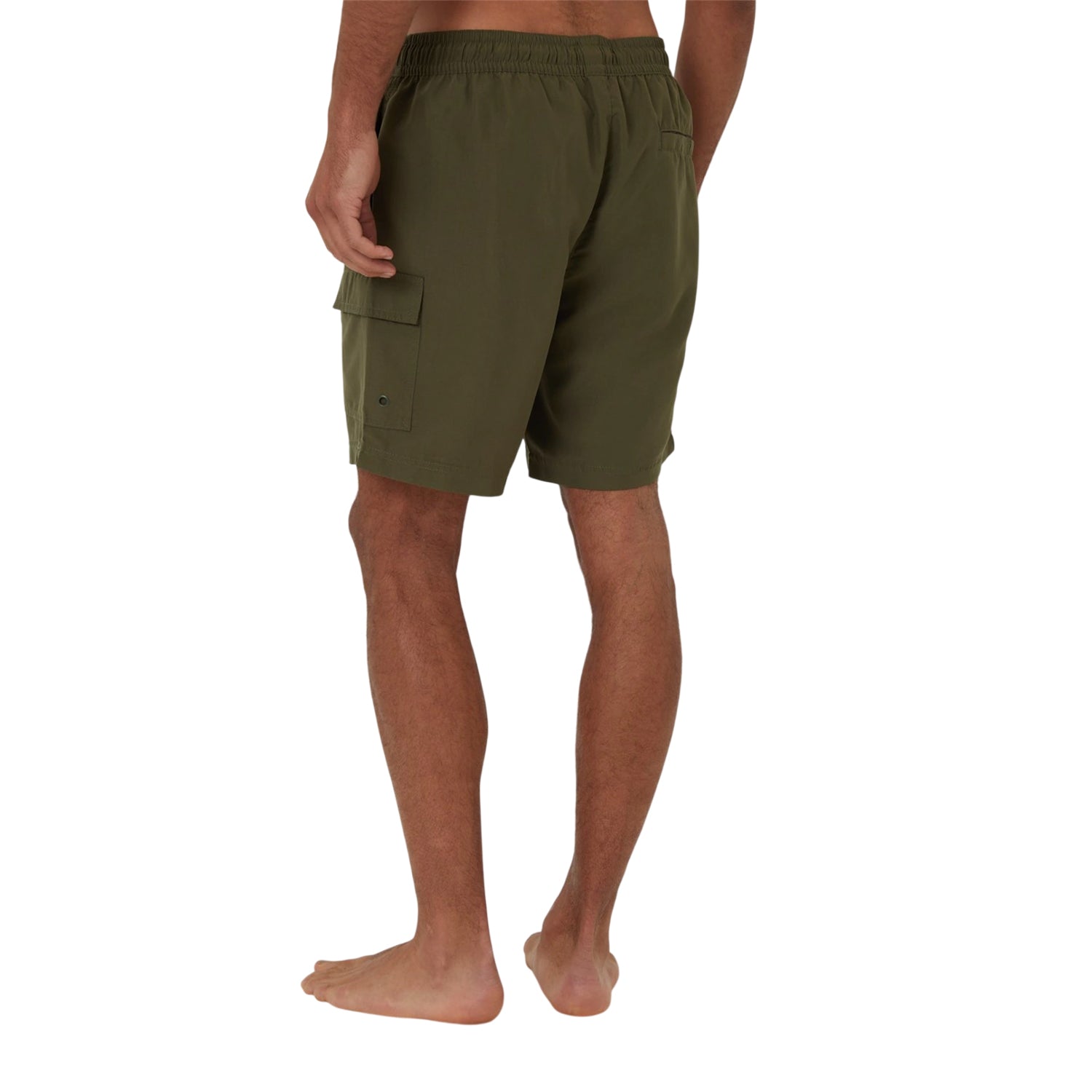 Khaki Green - Back - Threadbare Mens Relaxed Fit Swim Shorts
