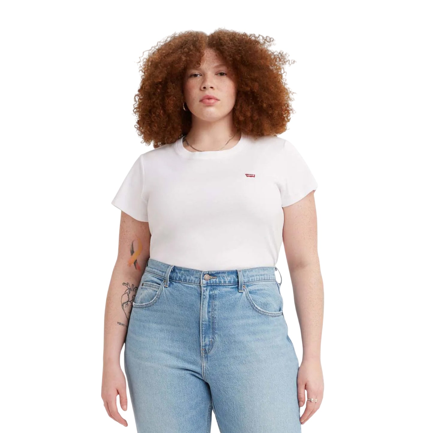 White - Side - Levis Womens-Ladies Baby Plus T-Shirt