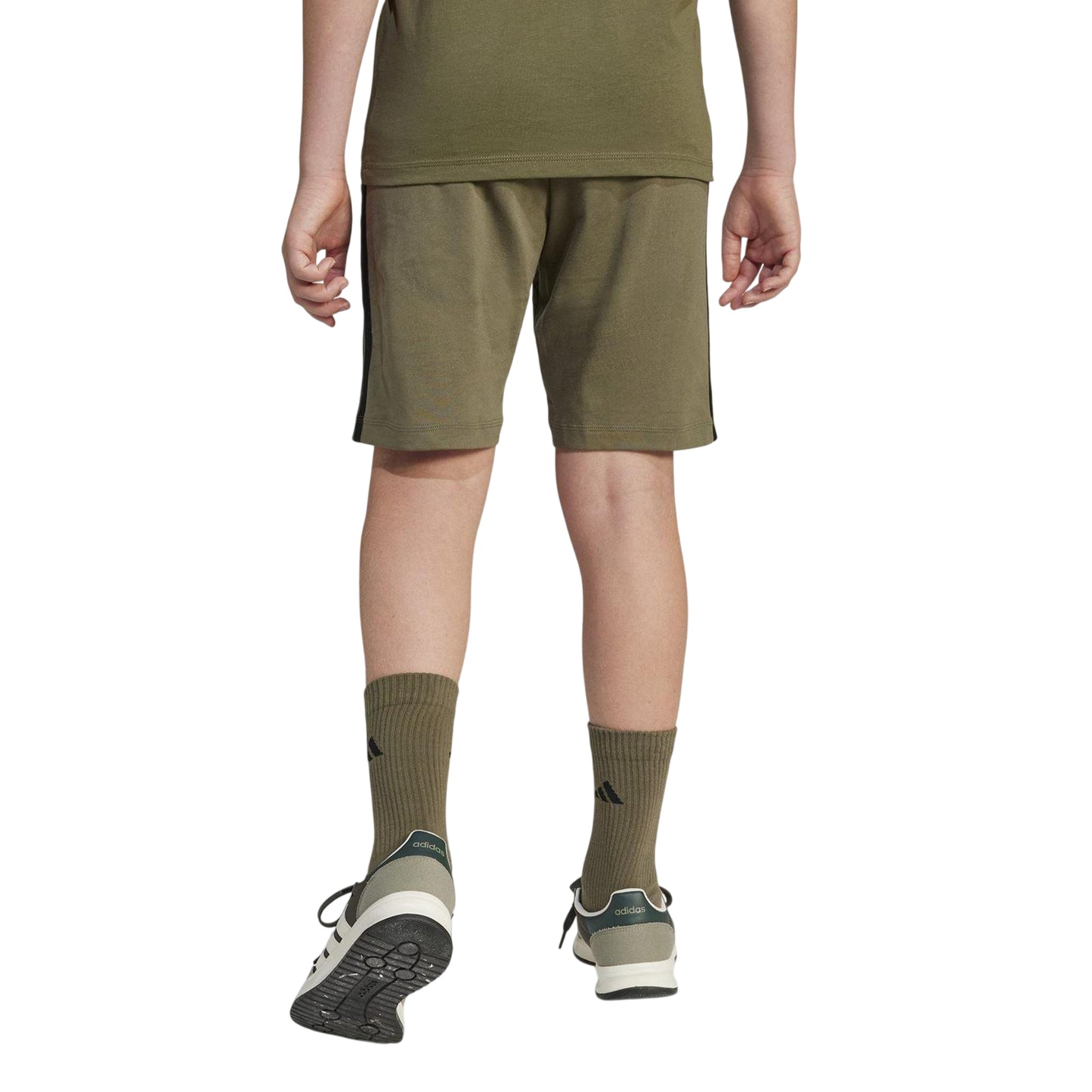 Khaki-Black - Back - Adidas Childrens-Kids Essential Shorts