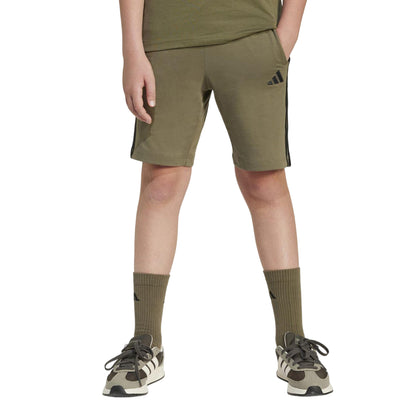 Khaki-Black - Side - Adidas Childrens-Kids Essential Shorts