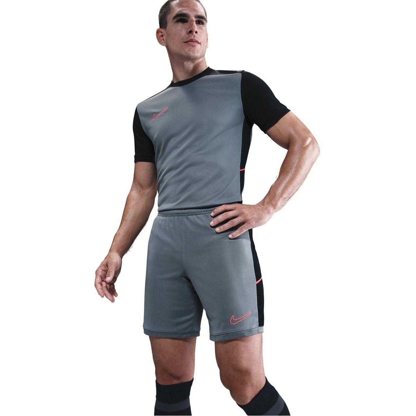 Grey-Black - Front - Nike Mens Academy Shorts