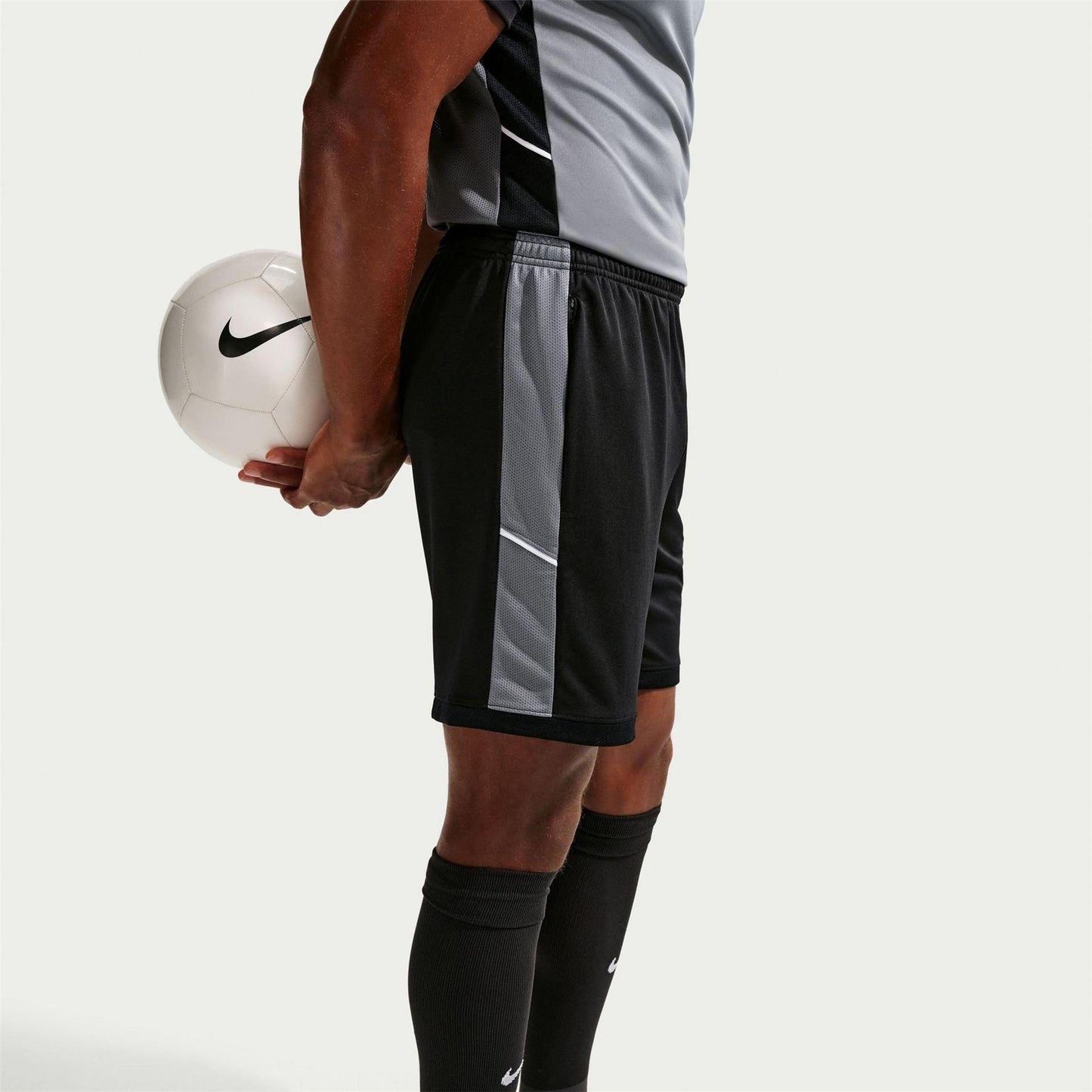Black-Cool Grey - Side - Nike Mens Academy Shorts