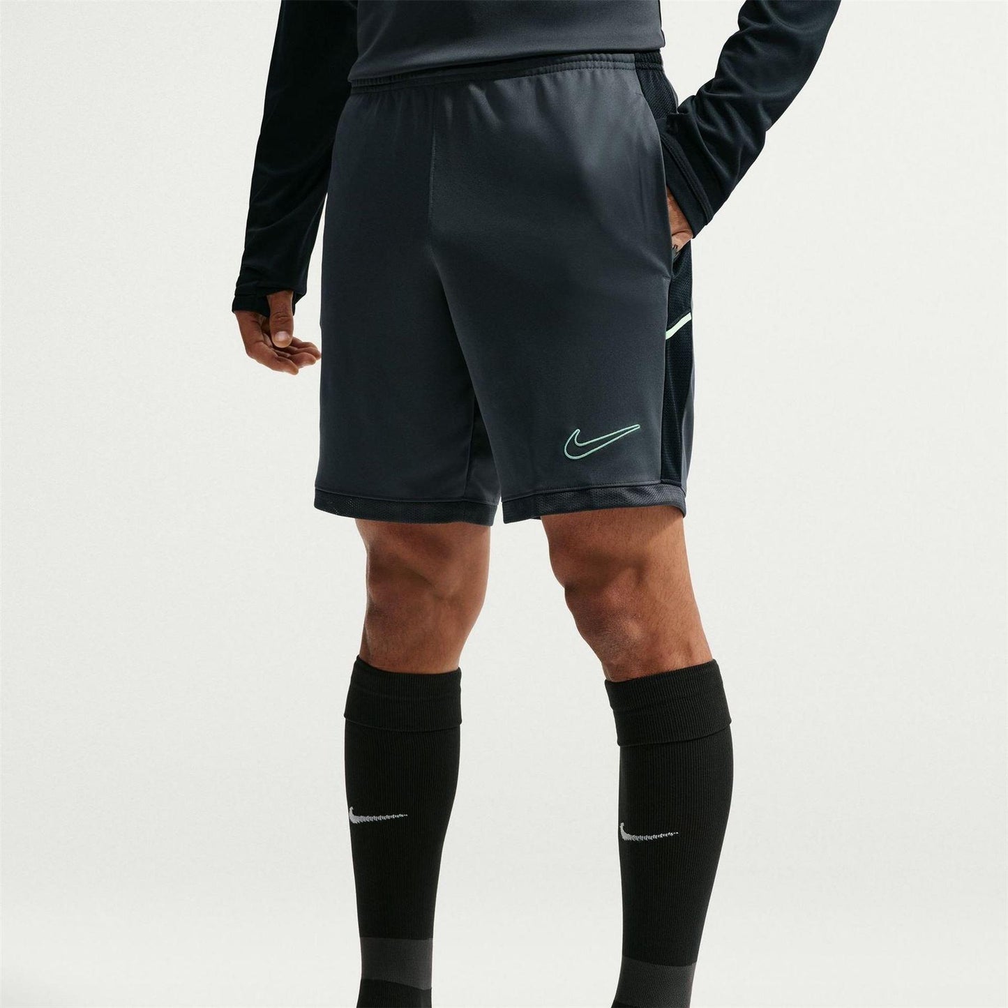 Grey-Black-Green - Pack Shot - Nike Mens Academy Shorts
