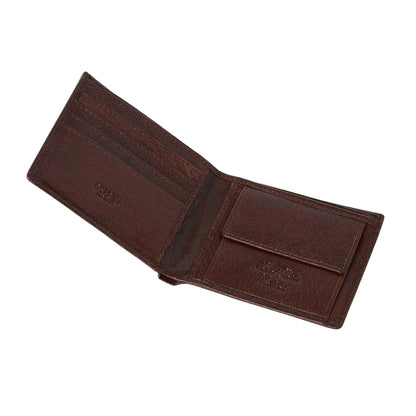 Chocolate - Side - Osprey Mens Highland Bi-Fold Leather Wallet