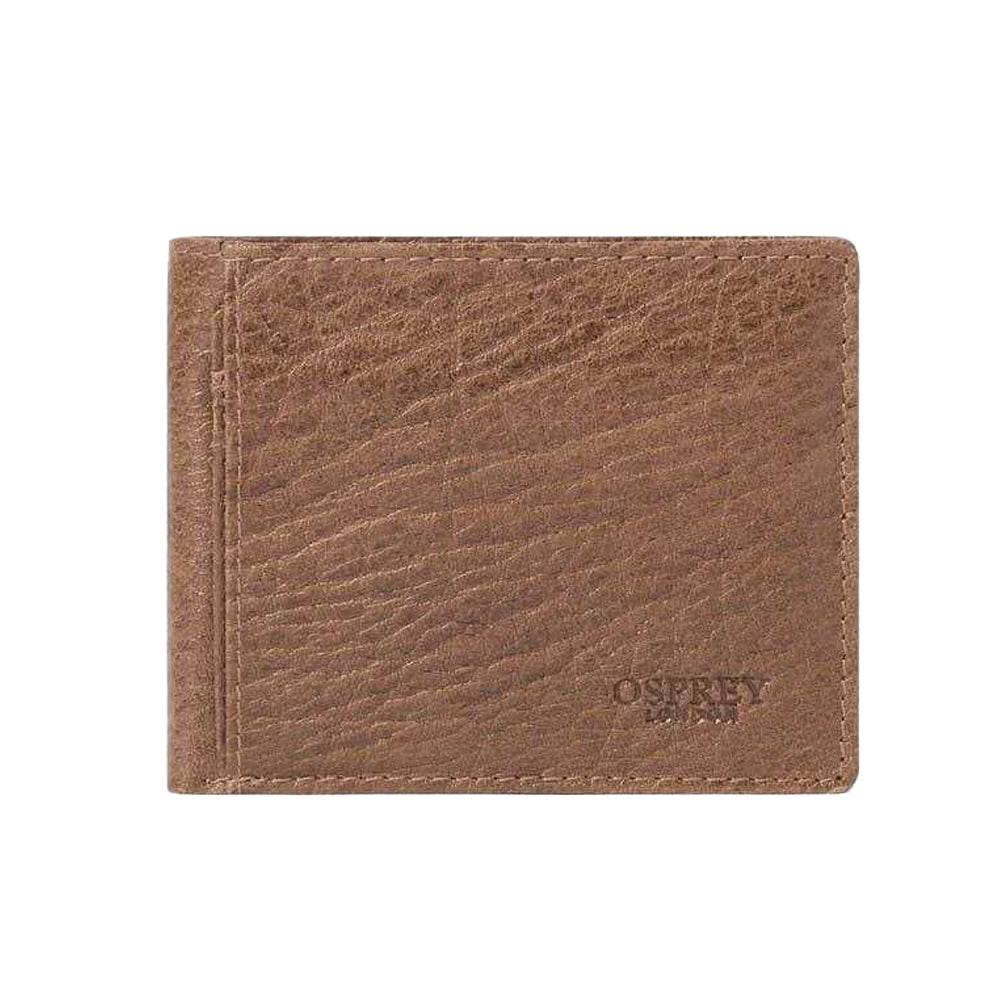Cognac - Front - Osprey Mens Highland Bi-Fold Leather Wallet