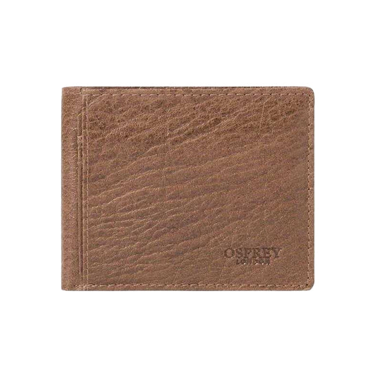 Cognac - Front - Osprey Mens Highland Bi-Fold Leather Wallet