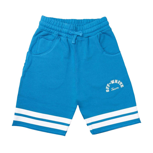 Blue-White - Front - Off White Girls Team 23 Graphic Print Sweat Shorts