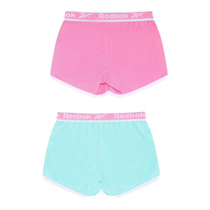 Aruba Blue - Back - Reebok Girls Running Shorts (Pack of 2)