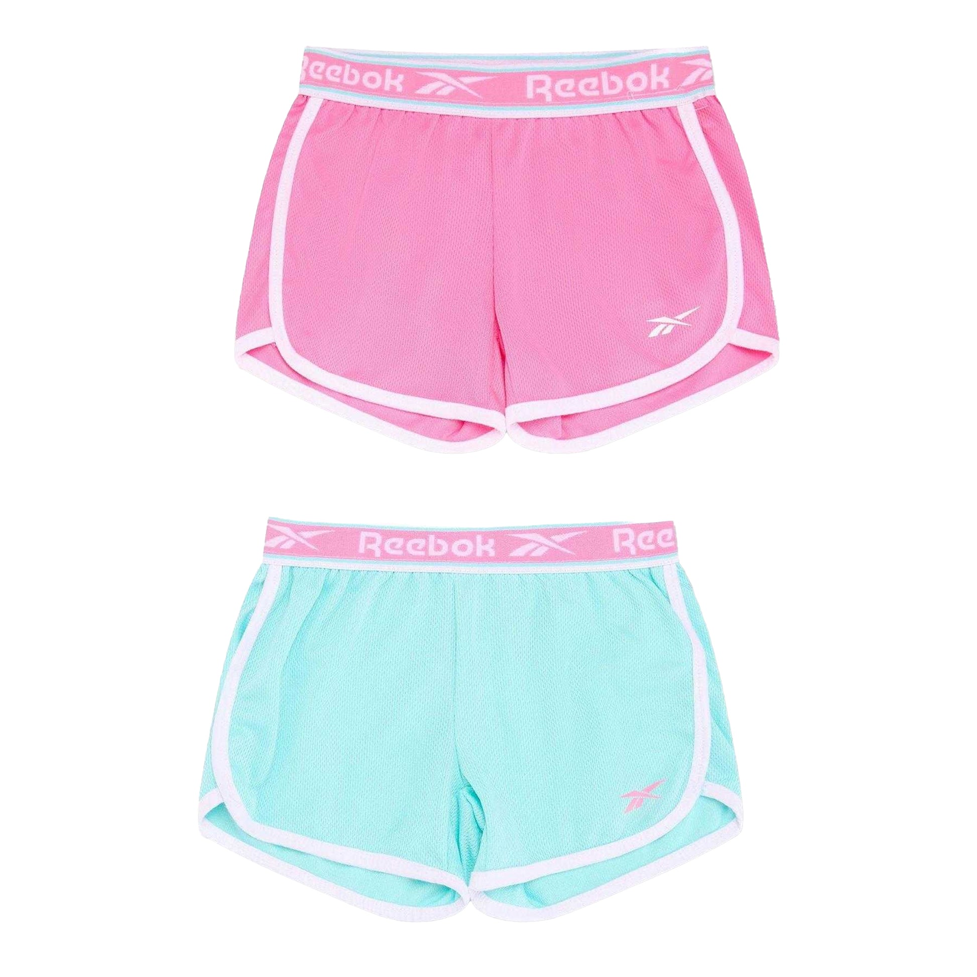 Aruba Blue - Front - Reebok Girls Running Shorts (Pack of 2)