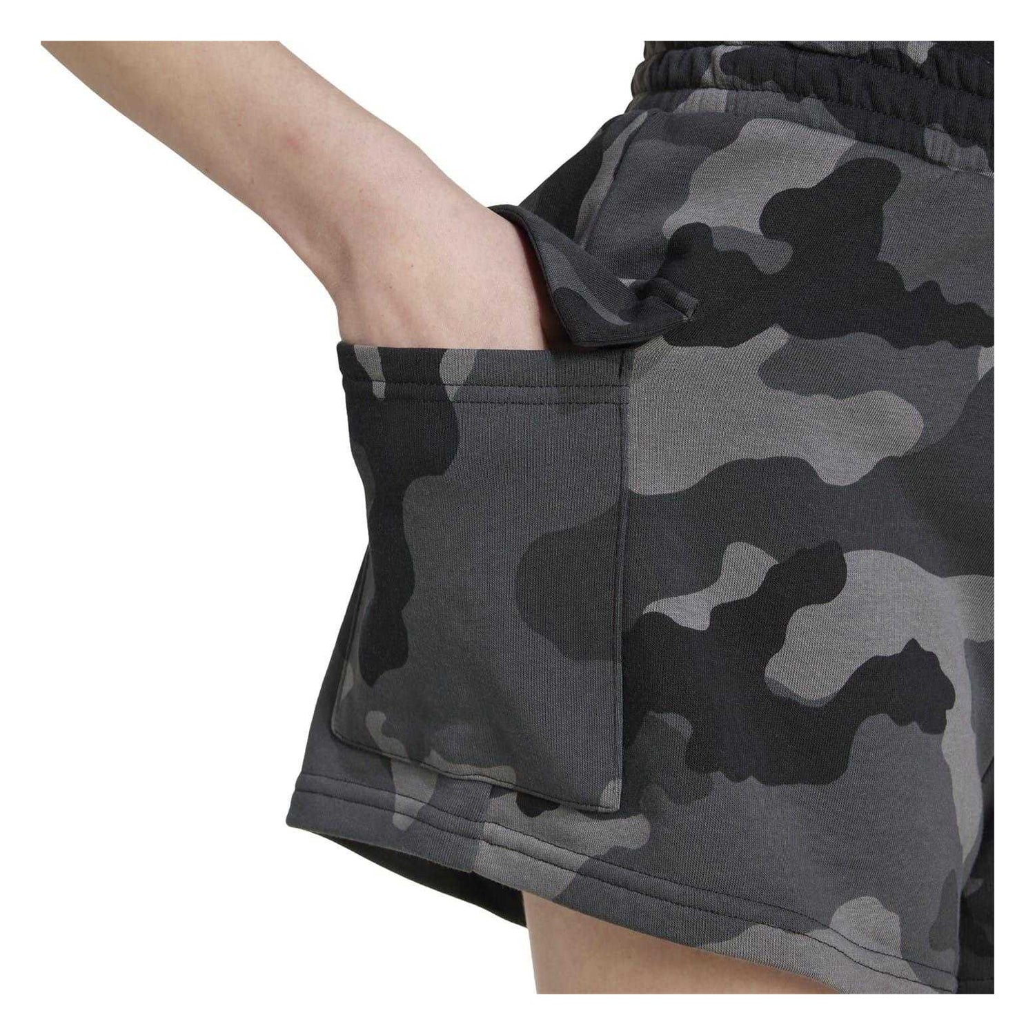 Black Camo - Side - Adidas Womens-Ladies Essentials Loose Fit Cargo Shorts