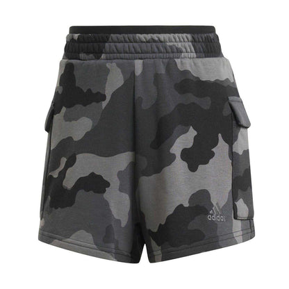 Black Camo - Front - Adidas Womens-Ladies Essentials Loose Fit Cargo Shorts
