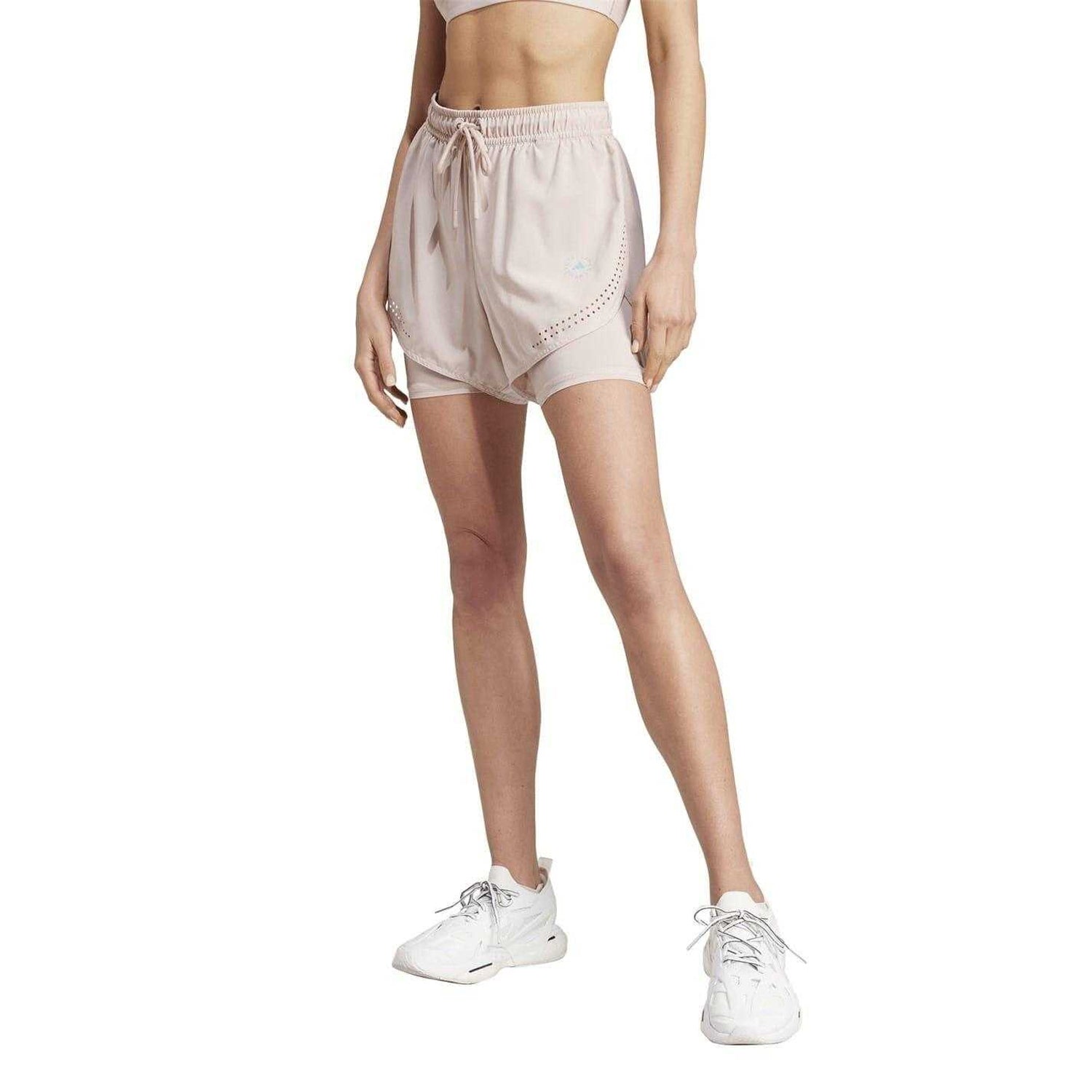 Rose - Side - Adidas Womens-Ladies Stella McCartney Loose Fit Running Shorts