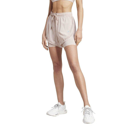 Rose - Side - Adidas Womens-Ladies Stella McCartney Loose Fit Running Shorts