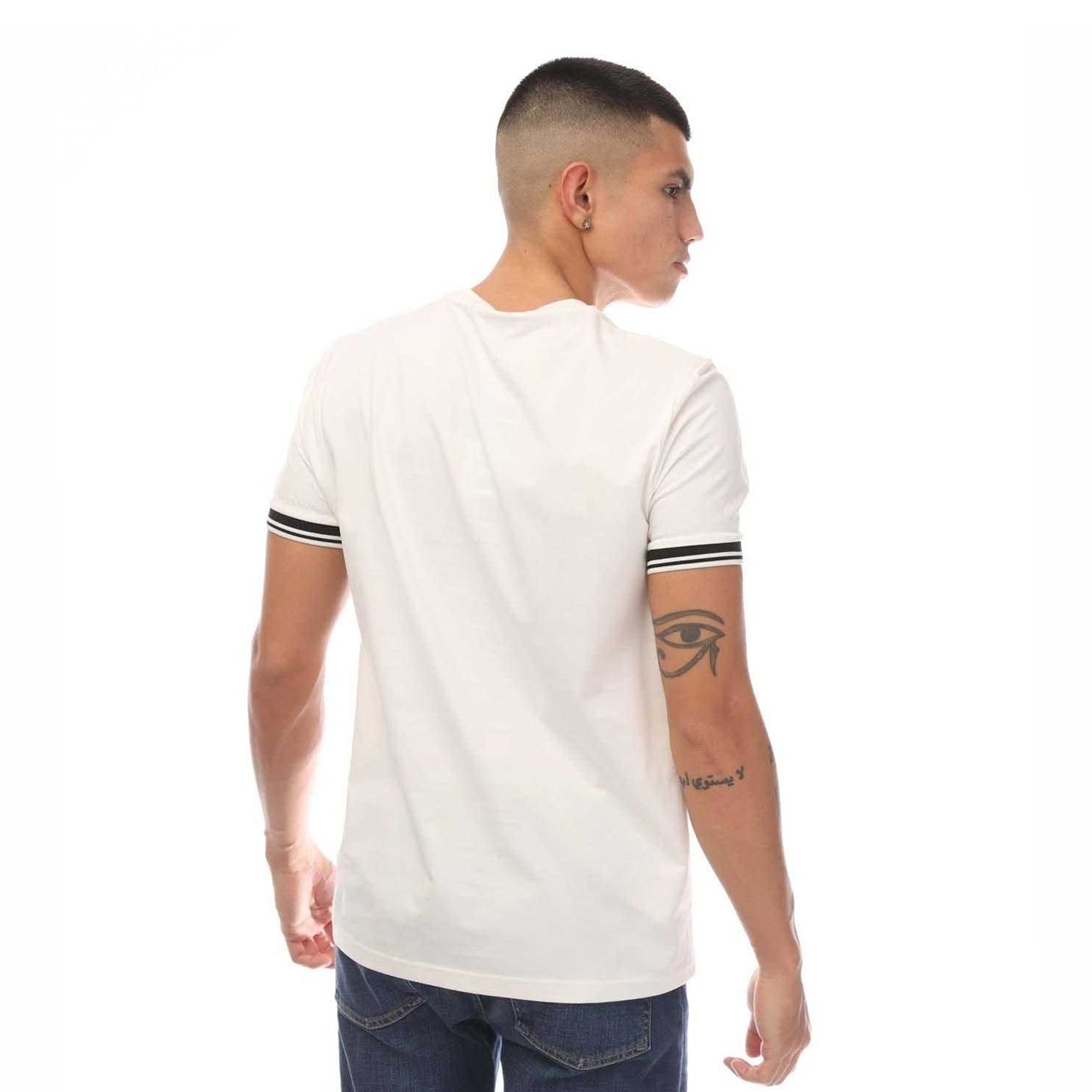 White - Back - Fred Perry Mens Logo Printed T-Shirt