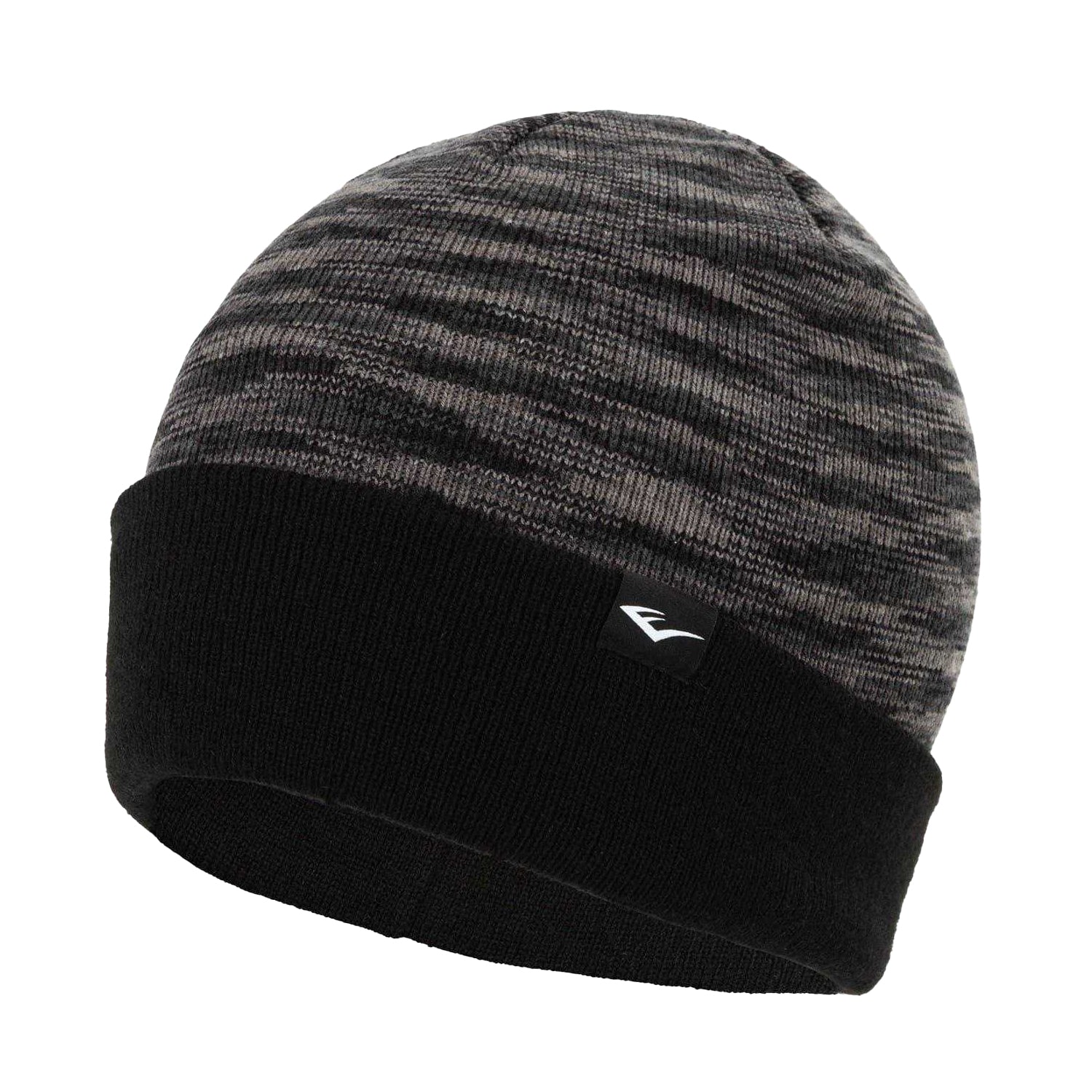 Black-Grey Marl - Back - Everlast Mens Striped Beanie