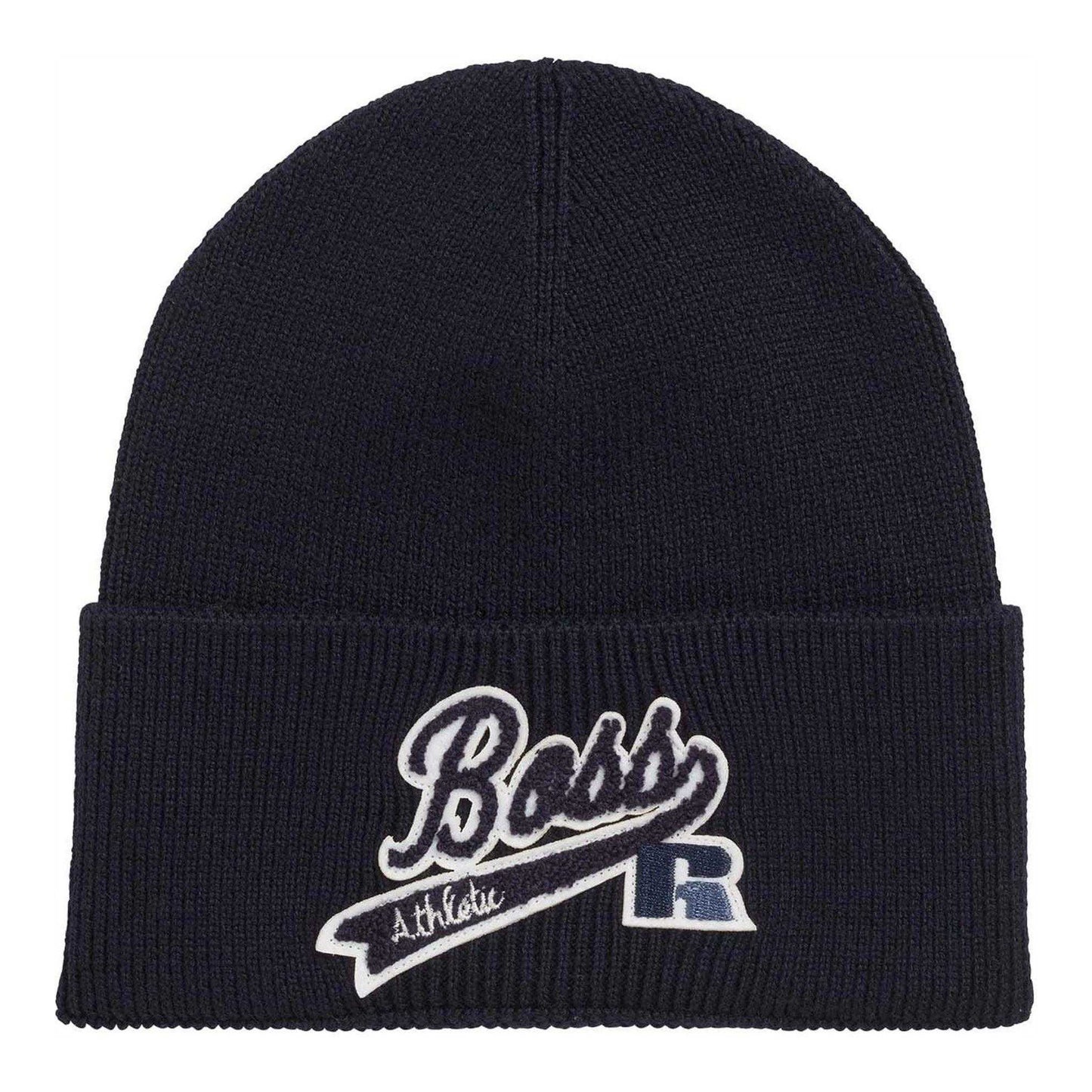 Navy - Front - Boss X Russel Mens Floley Beanie