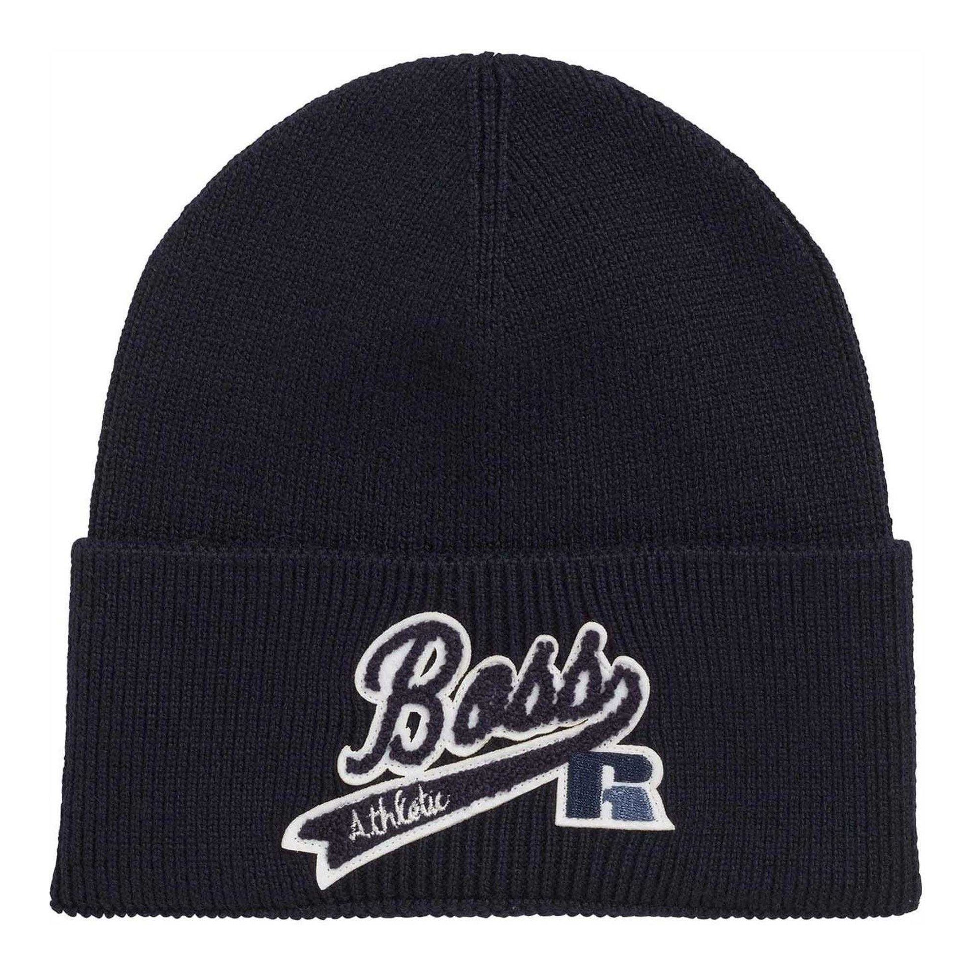 Navy - Front - Boss X Russel Mens Floley Beanie