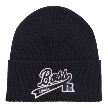 Navy - Front - Boss X Russel Mens Floley Beanie