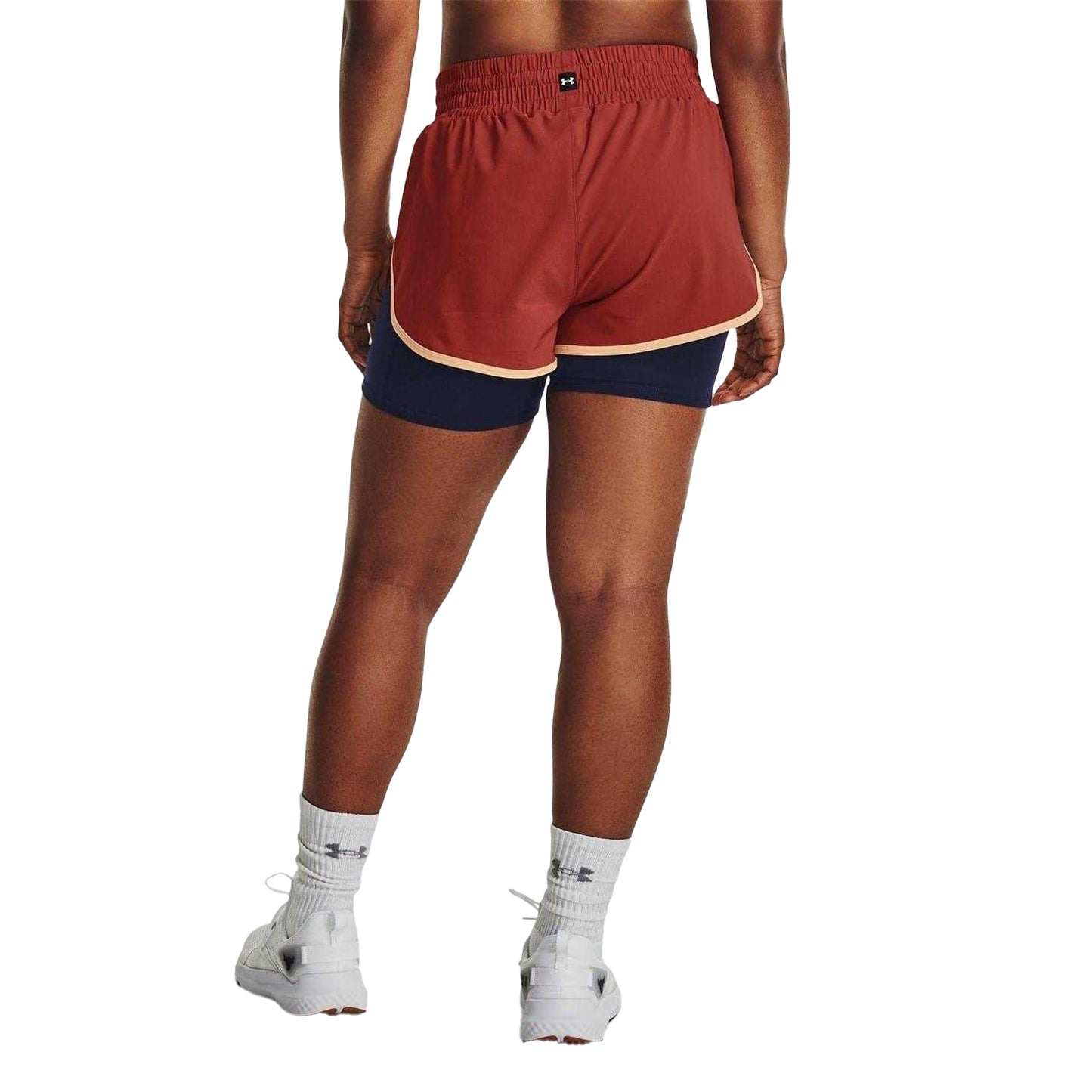Red - Back - Under Armour Womens-Ladies Project Rock Layered Shorts