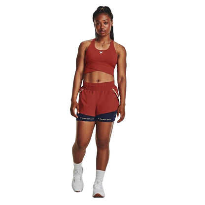 Red - Lifestyle - Under Armour Womens-Ladies Project Rock Layered Shorts