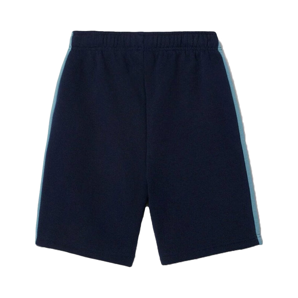 Navy - Back - Lacoste Childrens-Kids Fleece Colour Block Sweat Shorts