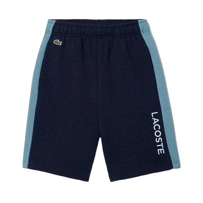 Navy - Front - Lacoste Childrens-Kids Fleece Colour Block Sweat Shorts