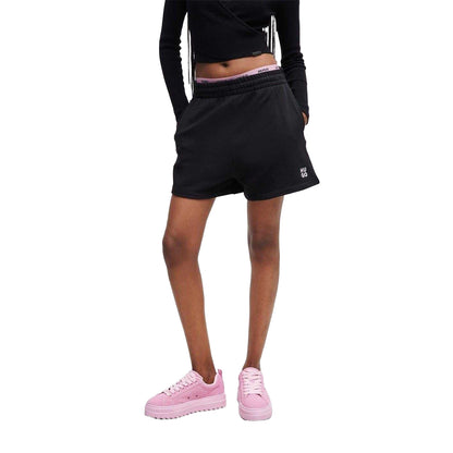 Black - Lifestyle - Hugo Womens-Ladies Cotton Elasticated Waist Sweat Shorts