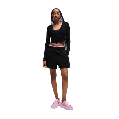 Black - Pack Shot - Hugo Womens-Ladies Cotton Elasticated Waist Sweat Shorts