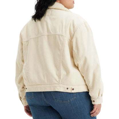 Cream - Back - Levis Womens-Ladies Sherpa Plus Trucker Jacket