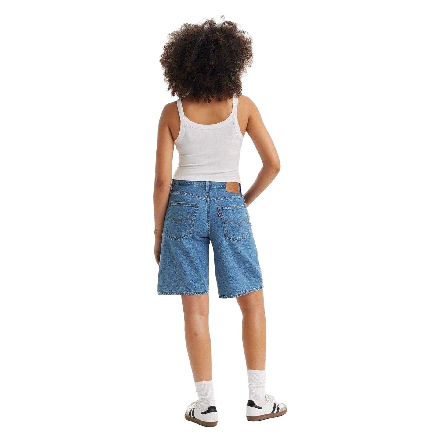 Blue - Back - Levis Womens-Ladies Denim Baggy Jean Shorts