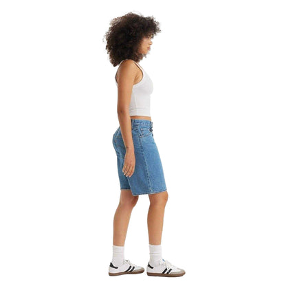 Blue - Side - Levis Womens-Ladies Denim Baggy Jean Shorts