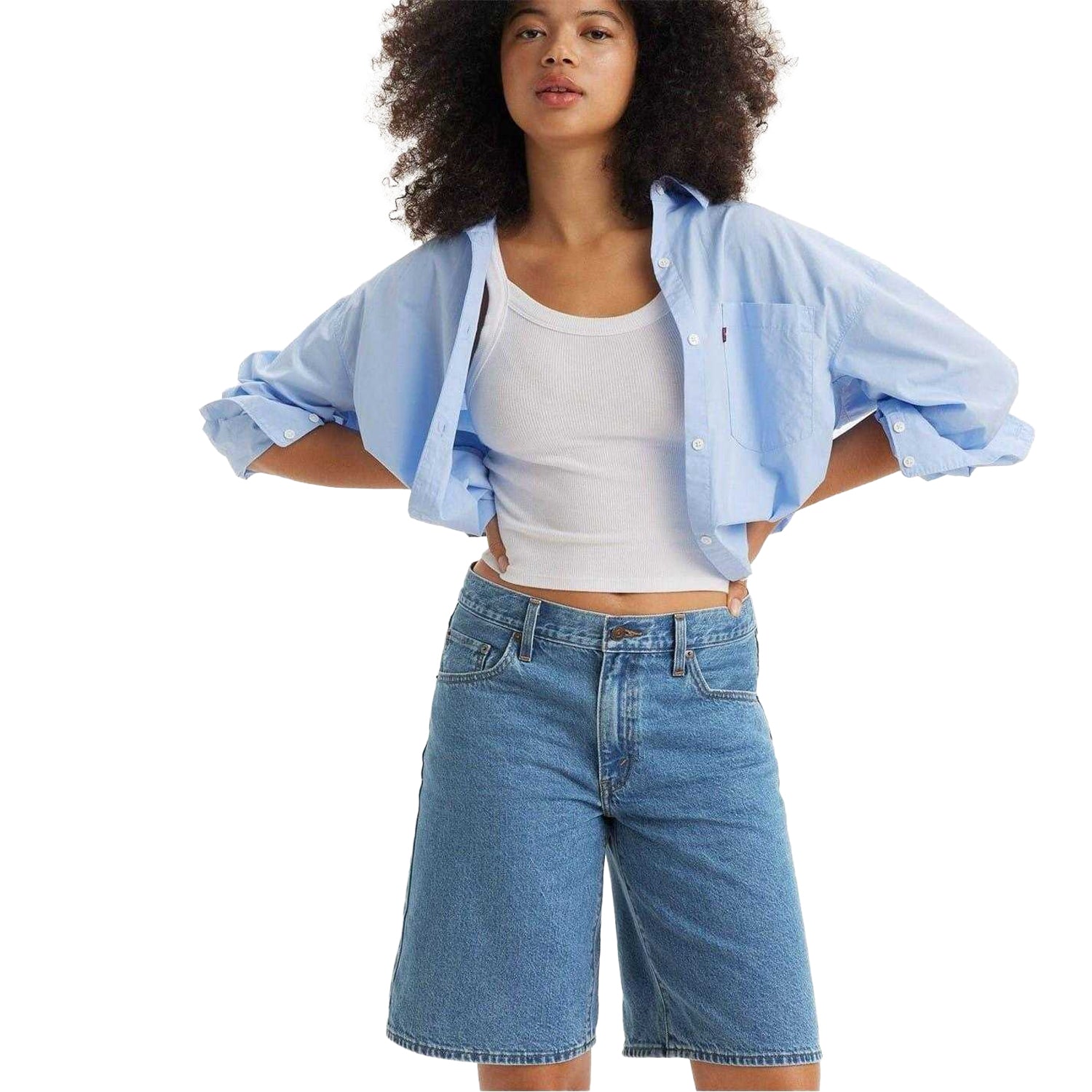 Blue - Lifestyle - Levis Womens-Ladies Denim Baggy Jean Shorts