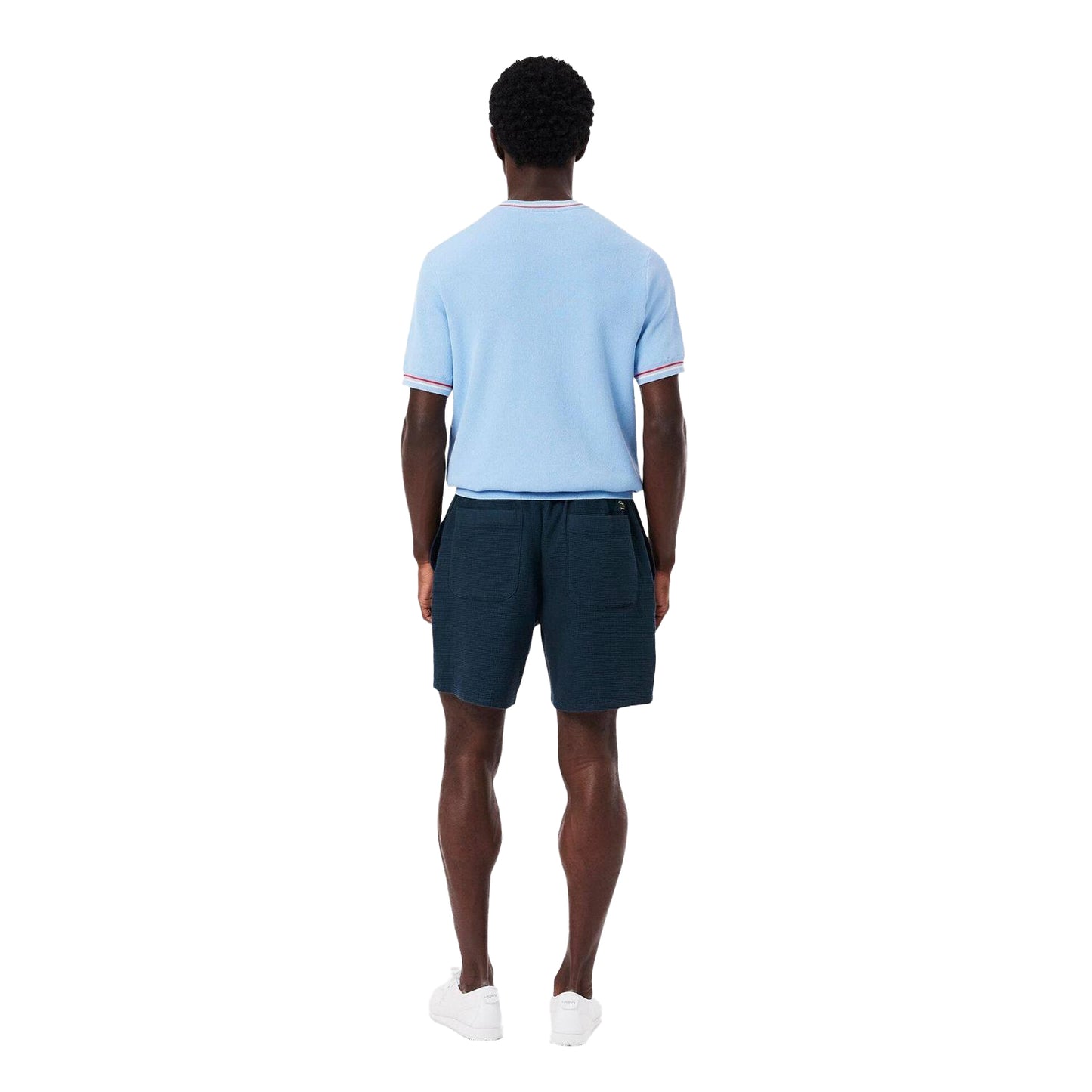Navy - Back - Lacoste Mens Waffle Knit Relaxed Fit Shorts