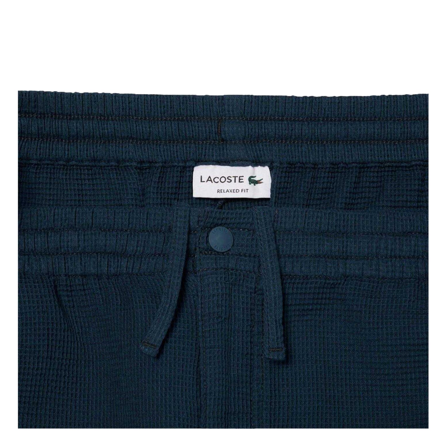 Navy - Side - Lacoste Mens Waffle Knit Relaxed Fit Shorts
