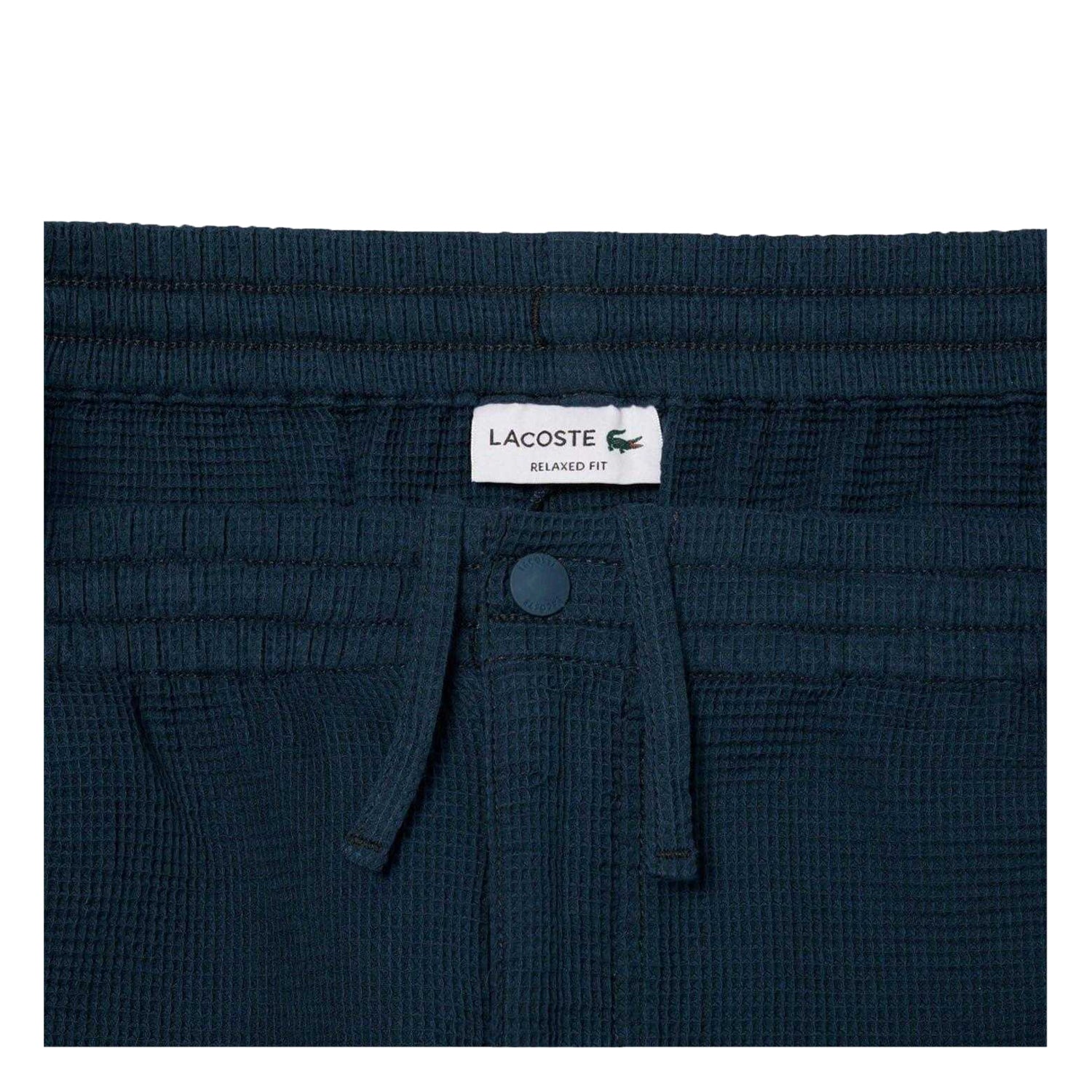 Navy - Side - Lacoste Mens Waffle Knit Relaxed Fit Shorts