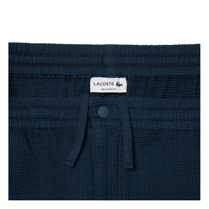Navy - Side - Lacoste Mens Waffle Knit Relaxed Fit Shorts