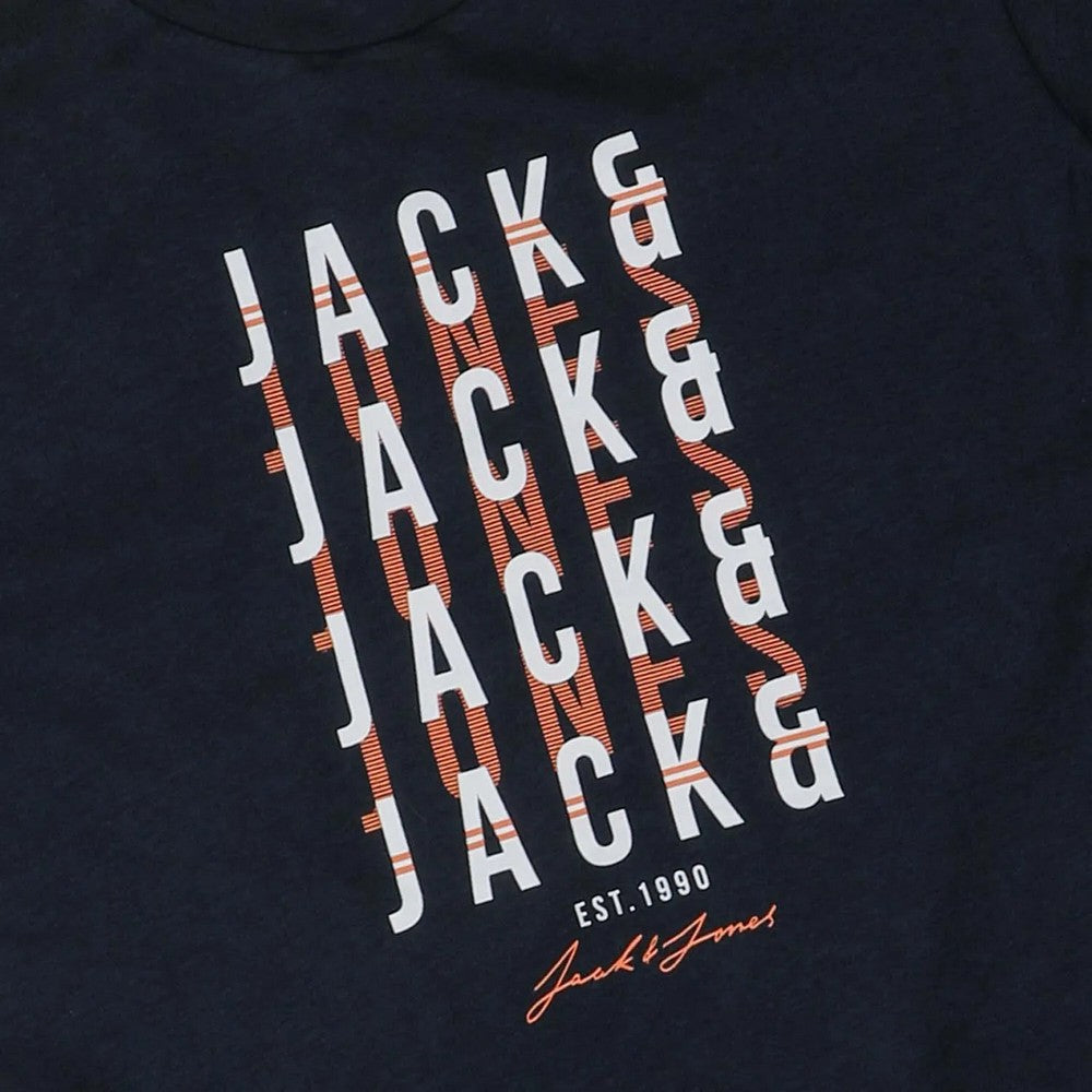 Navy-Blue-White - Back - Jack And Jones Childrens-Kids Delvin T-Shirt (Pack of 3)